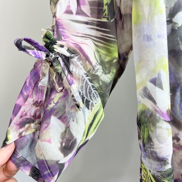 CJ Banks purple floral lightweight gauze blouse top 1X - Picture 7 of 13